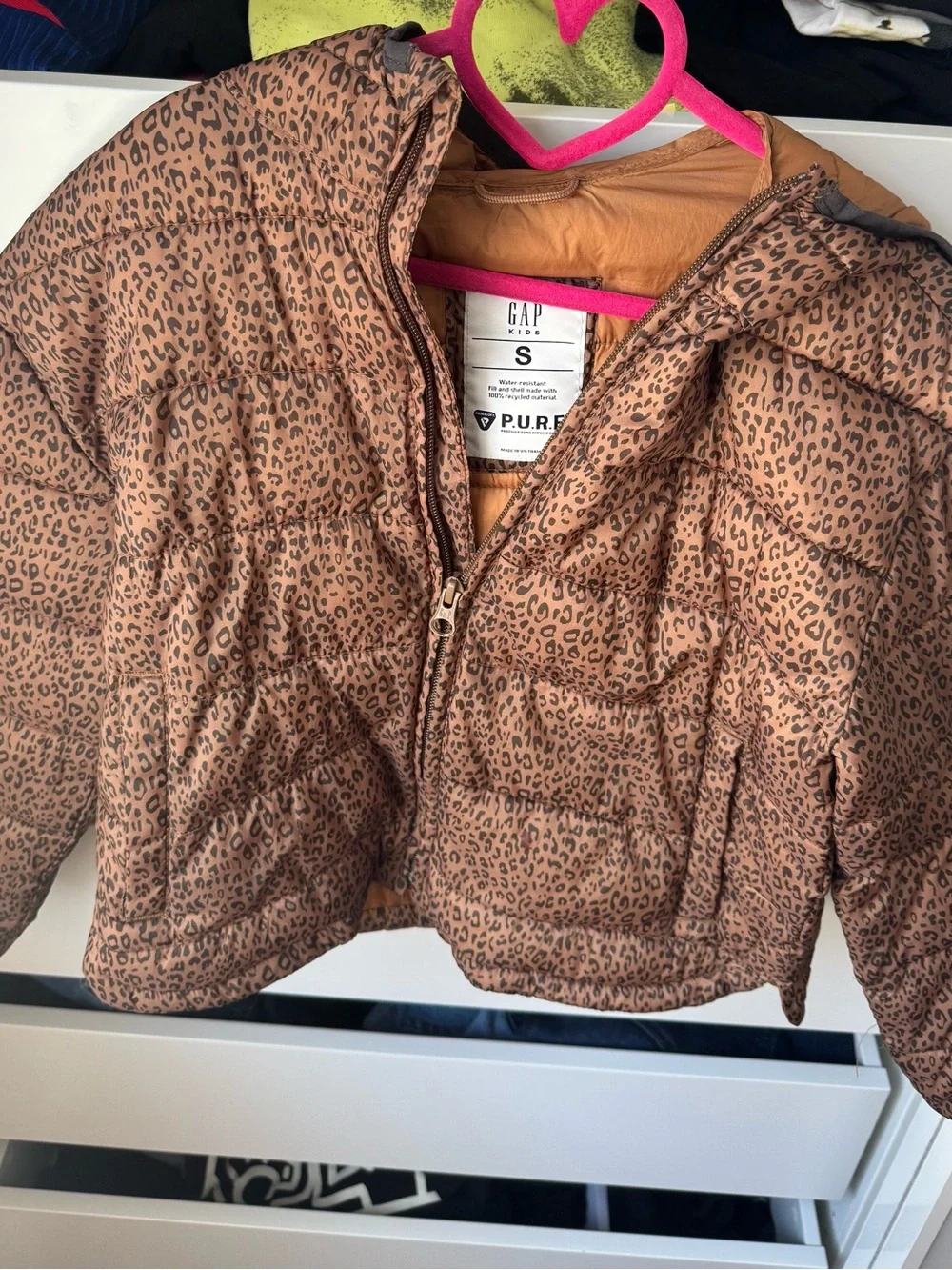 GAP Kids Leopard Print Puffer Jacket - Brown